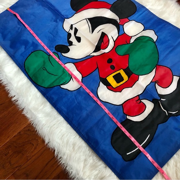 Vintage Disney & Co Mickey Mouse Santa Porch Flag Christmas Decor Banner 27”x44” - Picture 5 of 6